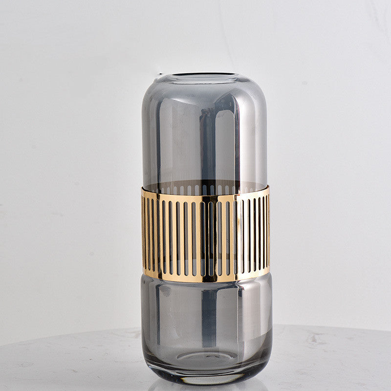 Luxury Golden Wrought Iron Glass Vase