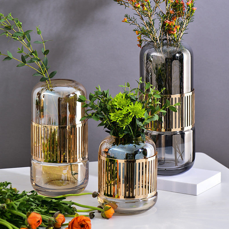 Elegant wrought iron glass flower vase