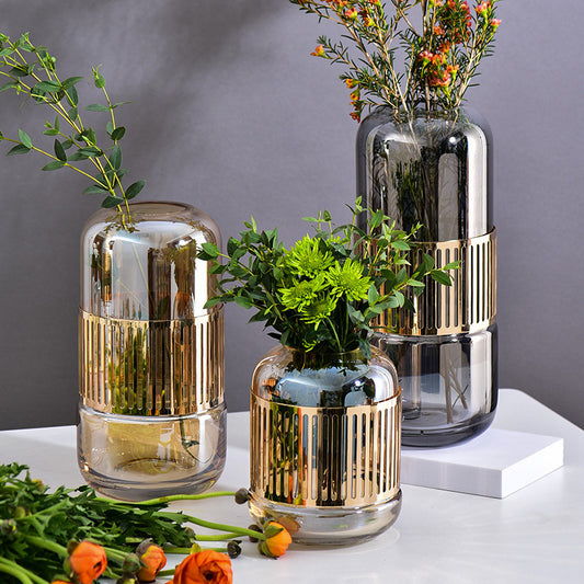 Elegant wrought iron glass flower vase