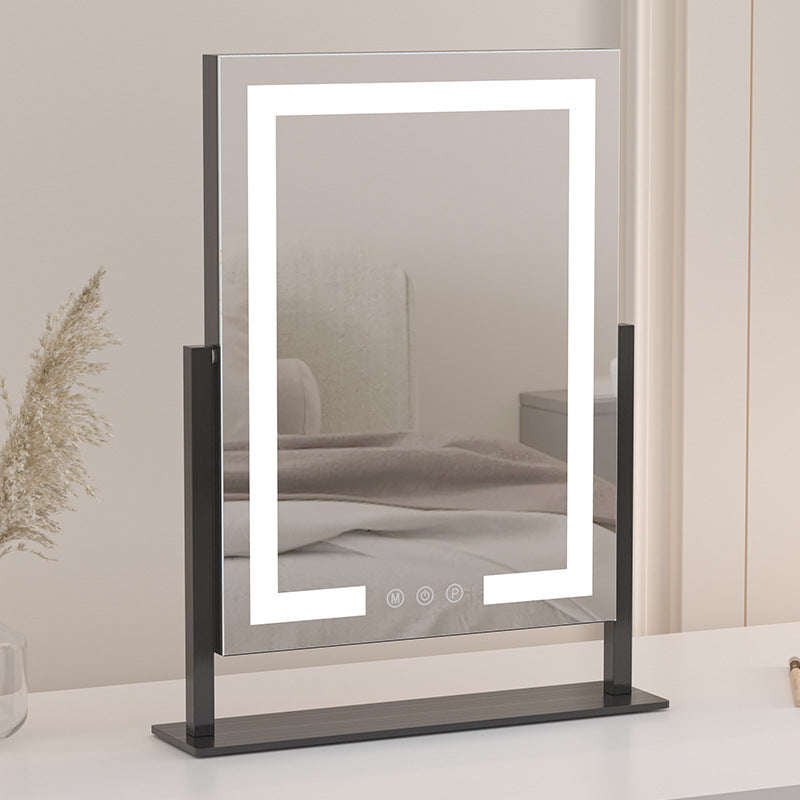 Portable desktop vanity mirror with LED