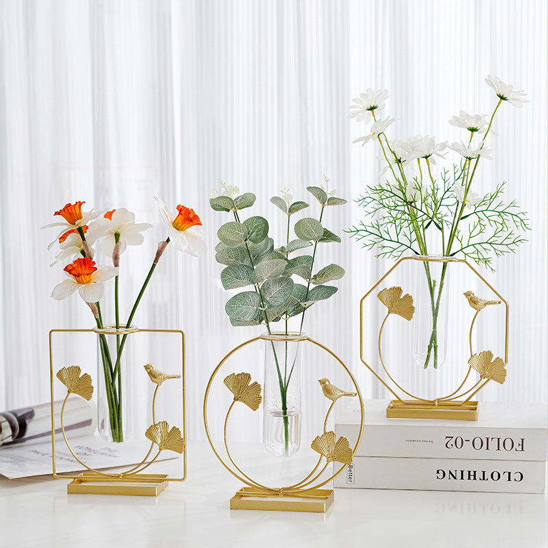 Iron and glass decorative vase