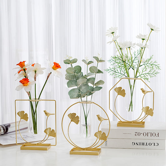 Iron and glass decorative vase