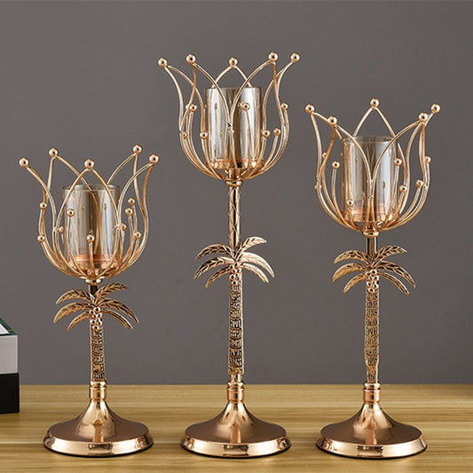 Elegant iron candle holder decor
