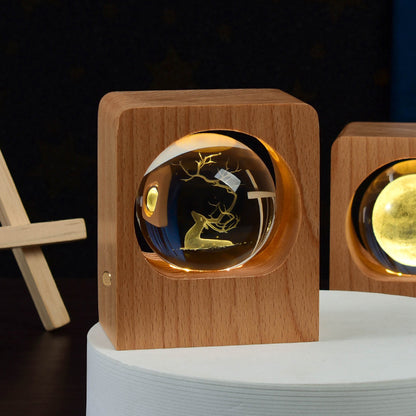 3D Laser Engraving Crystal Ball Night Light