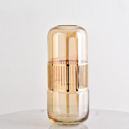 Luxury Golden Wrought Iron Glass Vase