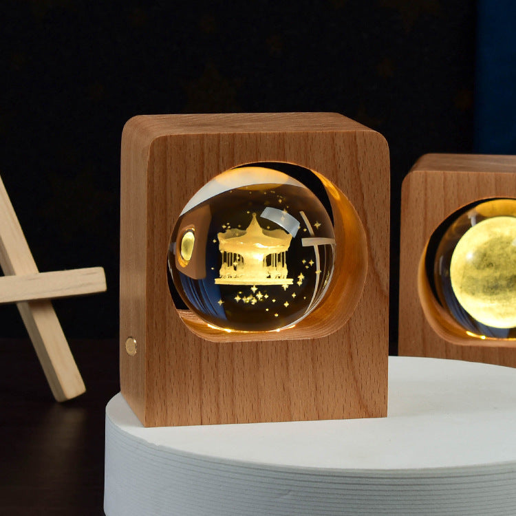 3D Laser Engraving Crystal Ball Night Light