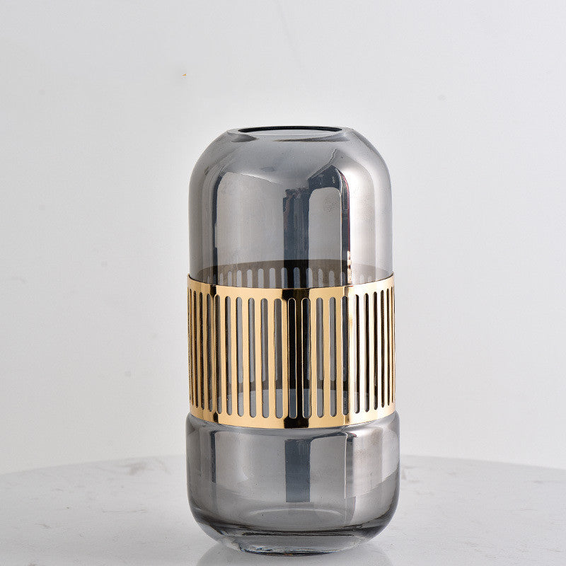 Luxury Golden Wrought Iron Glass Vase