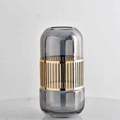 Luxury Golden Wrought Iron Glass Vase